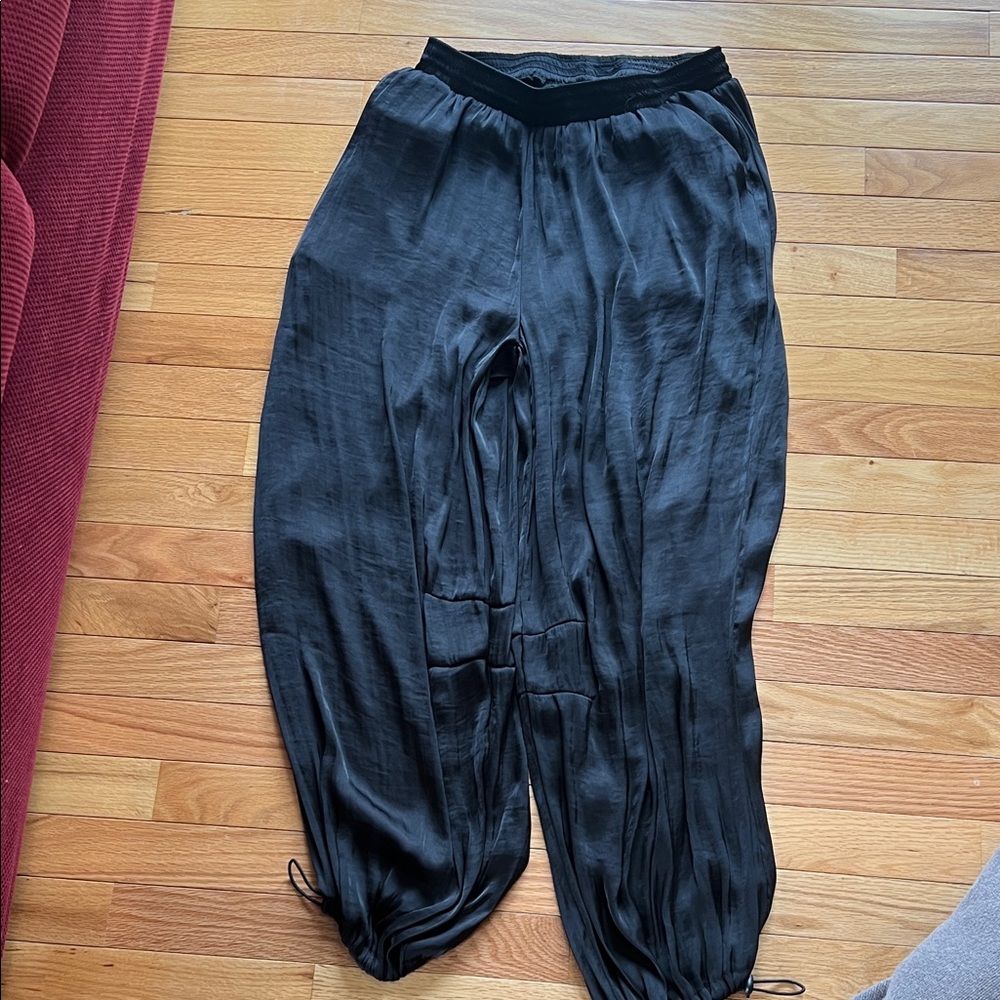 Aqua Black Satin Joggers
